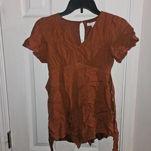 GB Girls Rust V-Neck Blouse